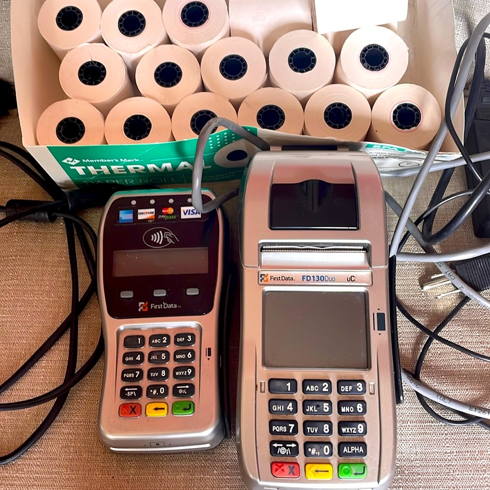 First Data FD130 Duo Terminal Credit Card Machine With Paper